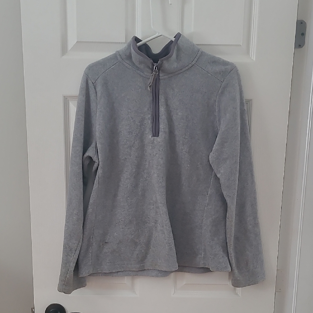 Gray Quarter-Zip Fleece Pullover